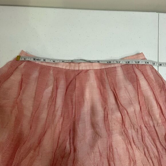 Talbots petite size 8 silk cotton lined skirt red white striped - Picture 3 of 6